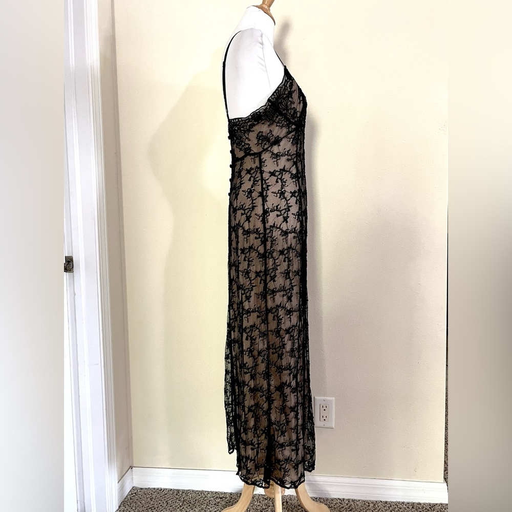 VTG 80’ Victoria's Secret Black Lace Maxi Babydoll slip Dress gothic Victorian M - Picture 5 of 10